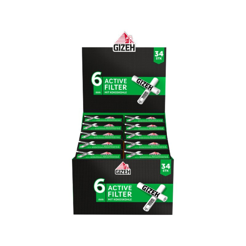 Gizeh | Aktivkohle Filter 6mm |Box 10x 34 Stück