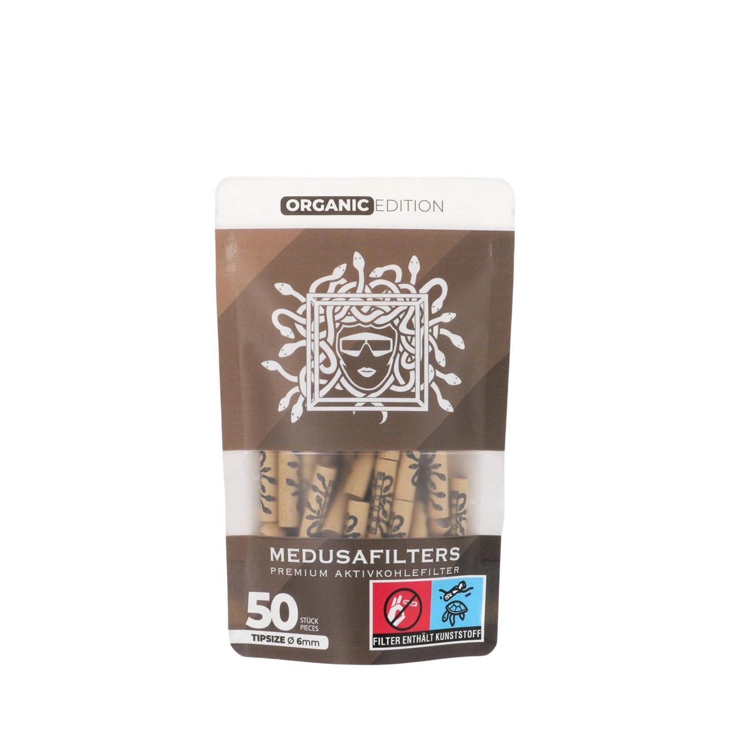 Medusa | Hybrid Aktivkohlefilter Ø 6mm | 50er Packung Frontansicht
