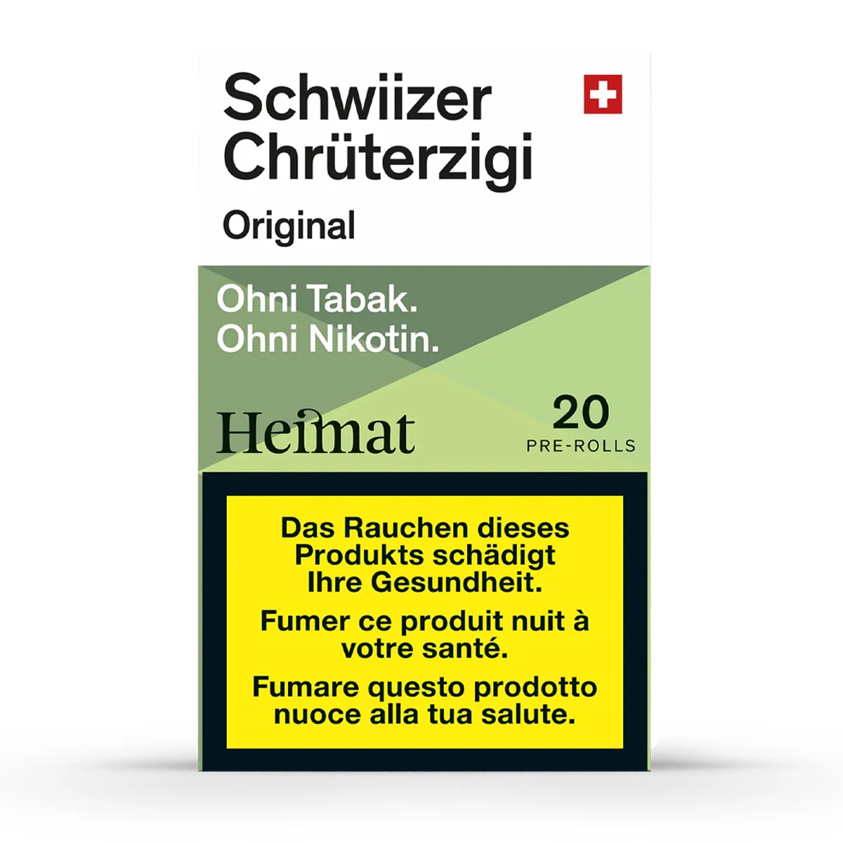 Heimat Schwiizer Chrüterzigi Original, Schachtel mit 20 Kräuterzigaretten ohne Tabak und ohne Nikotin