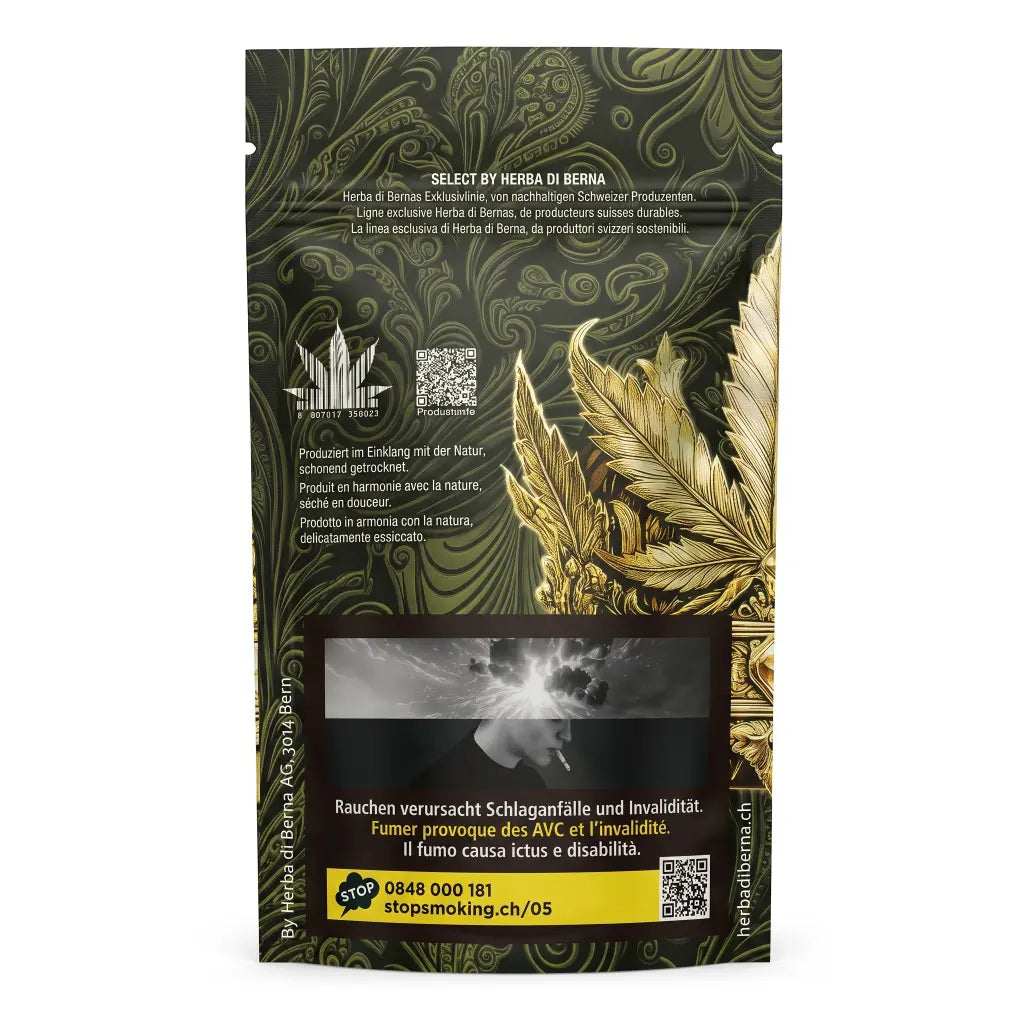 Herba Select Limoncello Greenhouse CBD | Produziert von Slow Weed | 7g Beutel Rückansicht