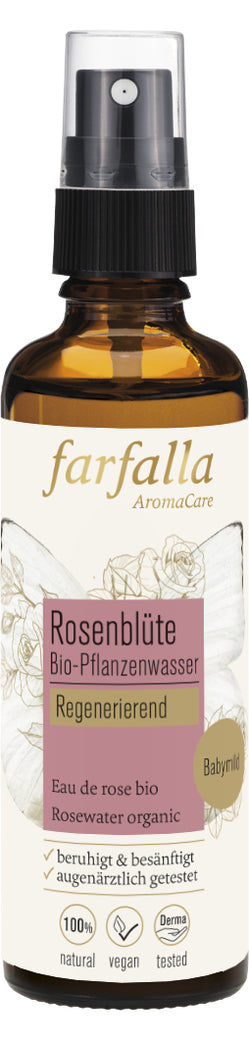 Farfalla Bio-Pflanzenwasser Rosenblüte 75ml Flasche