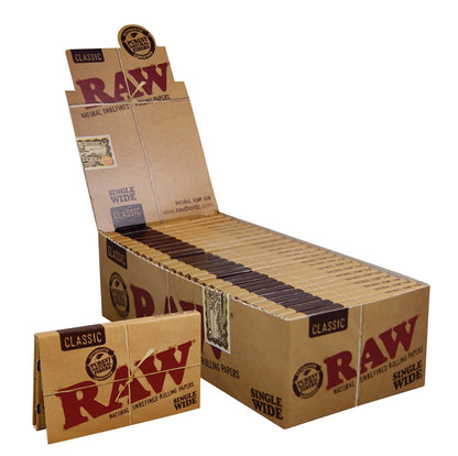 RAW Classic | Single Wide | Double Window | Schachtel 25x 100 Blatt Zigarettenpapier