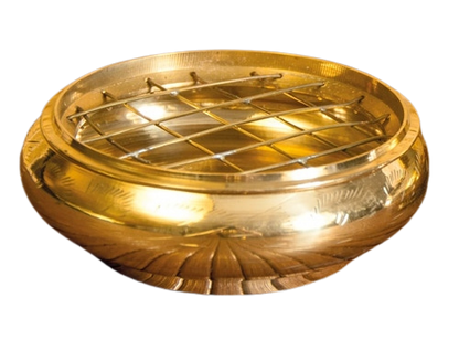 Messing-Räuchergefäss mit Netz flach