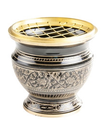 Messing-Räuchergefäss mit Netz schwarz / gold