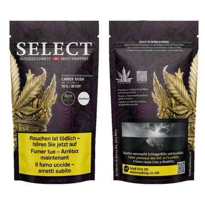 Herba Select | Candy Kush Outdoor CBD Beutel Front & Back