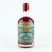 70cl Flasche Nord-Met  Skaldenmet Honigwein mit Rhabarber & Vanille vor weissem Hintergrund