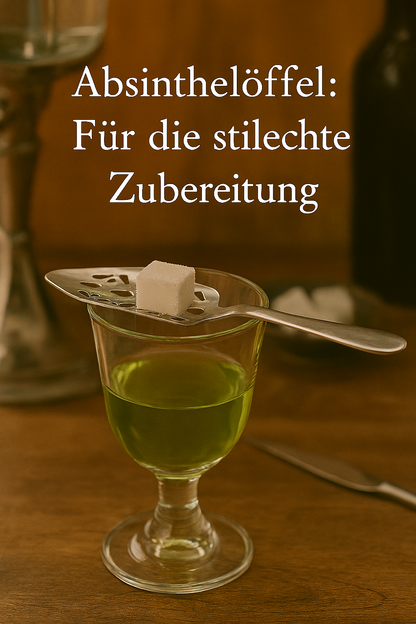Stimmungsbild Absinthe Löffel Berne I – elegante, französisch-inspirierte Atmosphäre mit Absinthe-Glas und warmem Licht