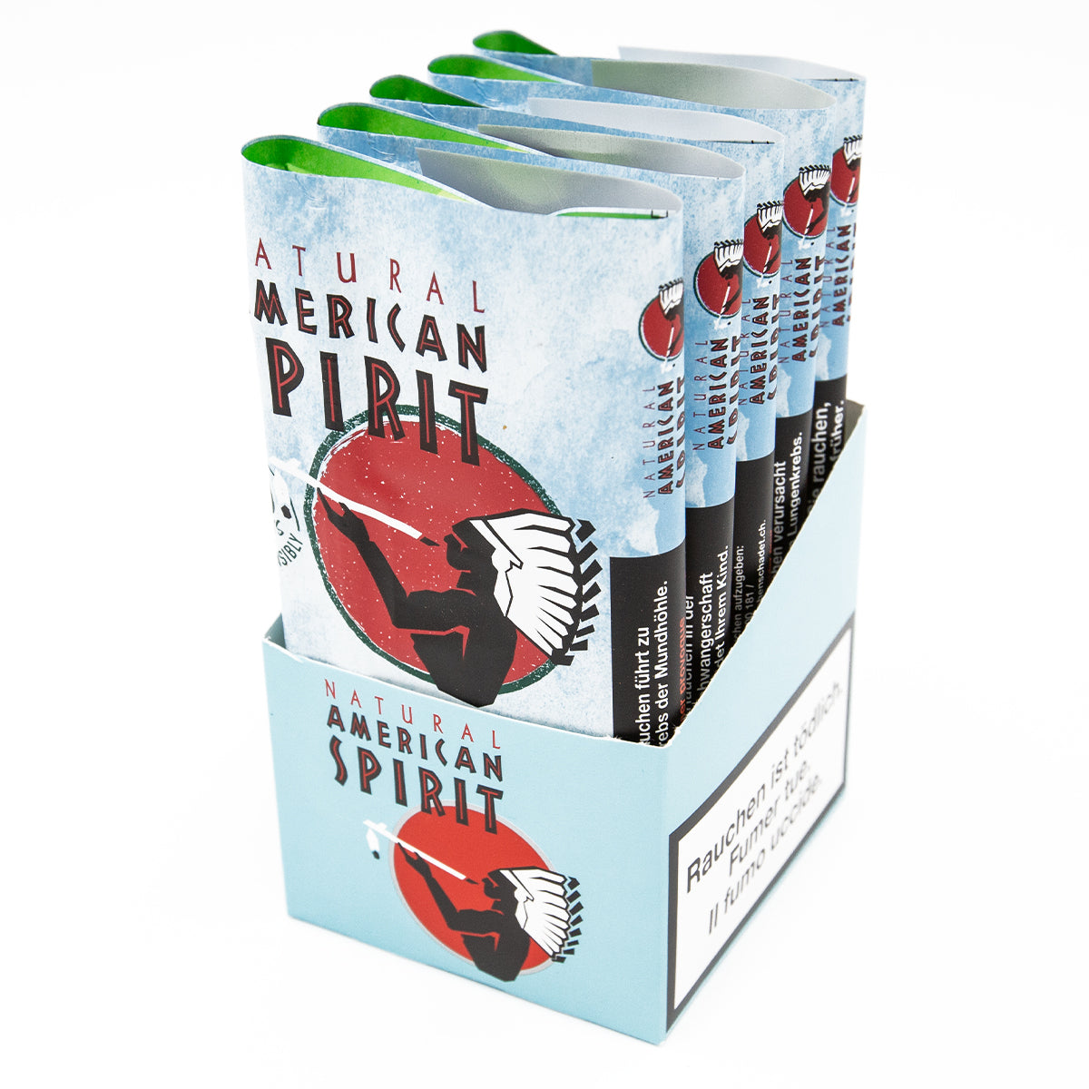 American Spirit Original Blue – 100% unbehandelter Virginia-Tabak aus ganzen Blättern, ohne Zusatzstoffe, 5×25g Beutel