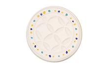 Duftstein Orient aus Keramik, ø 6 cm, weiss mit farbigen Akzenten, Unterseite glasiert für ätherische Öle