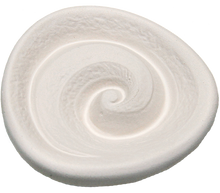 Obenansicht Duftstein Spirale aus Keramik, ø 7 cm, weiss, Unterseite glasiert für ätherische Öle