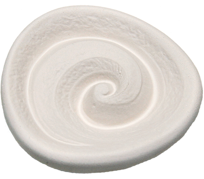 Obenansicht Duftstein Spirale aus Keramik, ø 7 cm, weiss, Unterseite glasiert für ätherische Öle