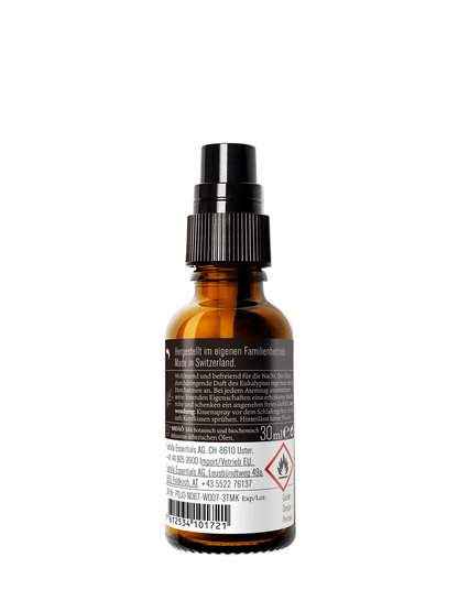 Rückseite Farfalla Kissenspray Atemwohl – 30 ml Braunglasflasche mit Etikett und Inhaltsangaben