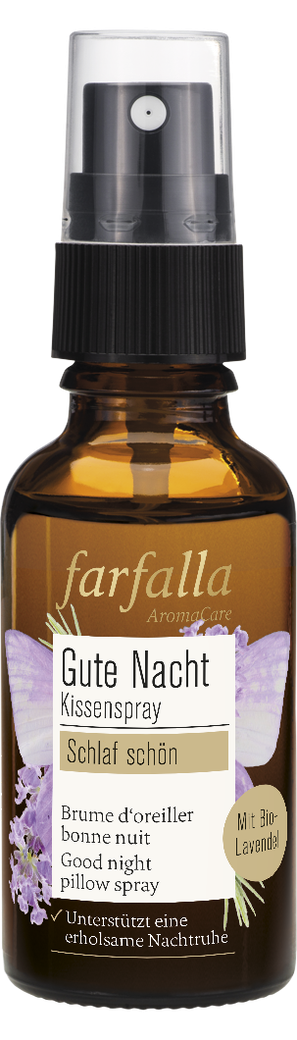 Farfalla Kissenspray Schlaf schön – Gute Nacht, 30 ml Braunglasflasche mit Lavendel und ätherischen Ölen