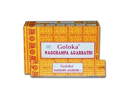 Goloka Nag Champa Räucherstäbchen – handgerollt in Bangalore, süsslich-zarter Duft für Meditation und Alltag