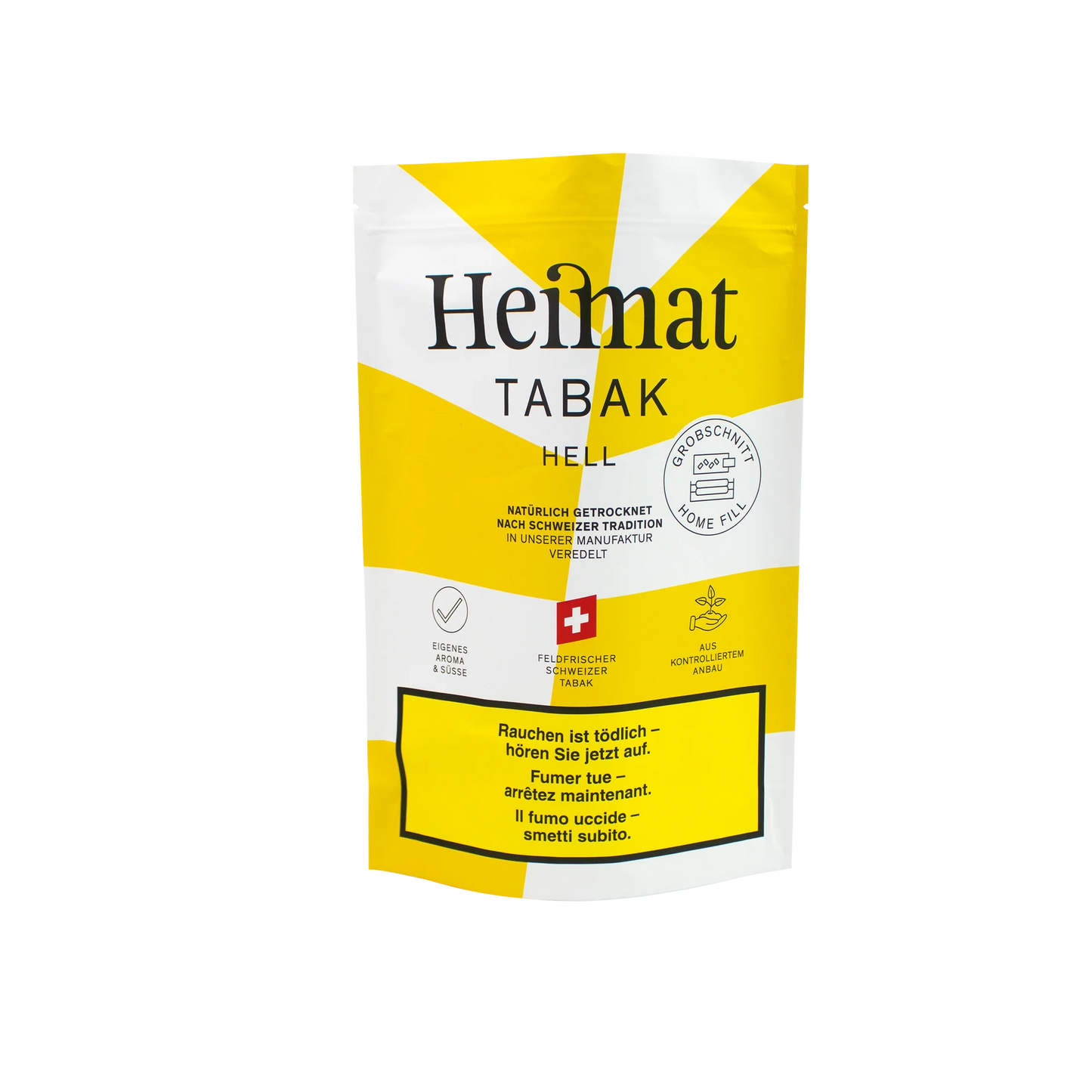 Heimat Tabak Hell 250g im Grobschnitt: Milder Schweizer Tabak ohne Zusatzstoffe, ideal zum Stopfen zu Hause