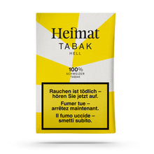 Vorderansicht des wiederverschliessbaren 30g Beutels Heimat Tabak Hell
