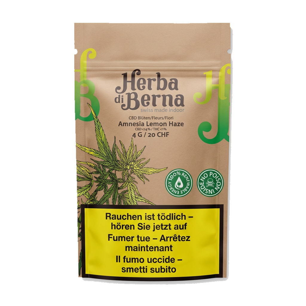 Herba di Berna | Amnesia Lemon Haze Indoor CBD | 4g Beutel Front
