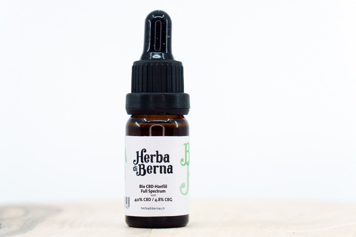 Herba di Berna Bio CBD‑Hanföl 40% – Mazerationsextrakt in Kokosöl, 4000 mg CBD, 10 ml Flasche