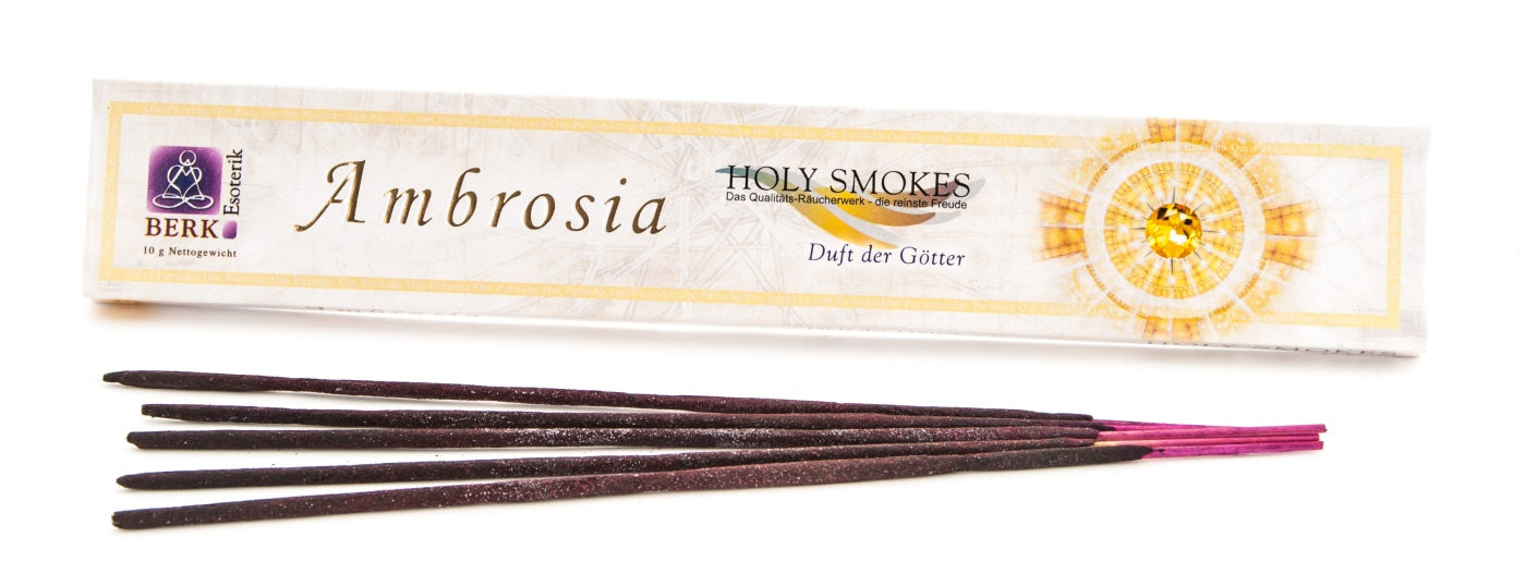 Holy Smokes Ambrosia Räucherstäbchen 10g – handgerollte Stäbchen aus Kräutern, Blüten, Ölen und Sandelholz, majestätischer Duft