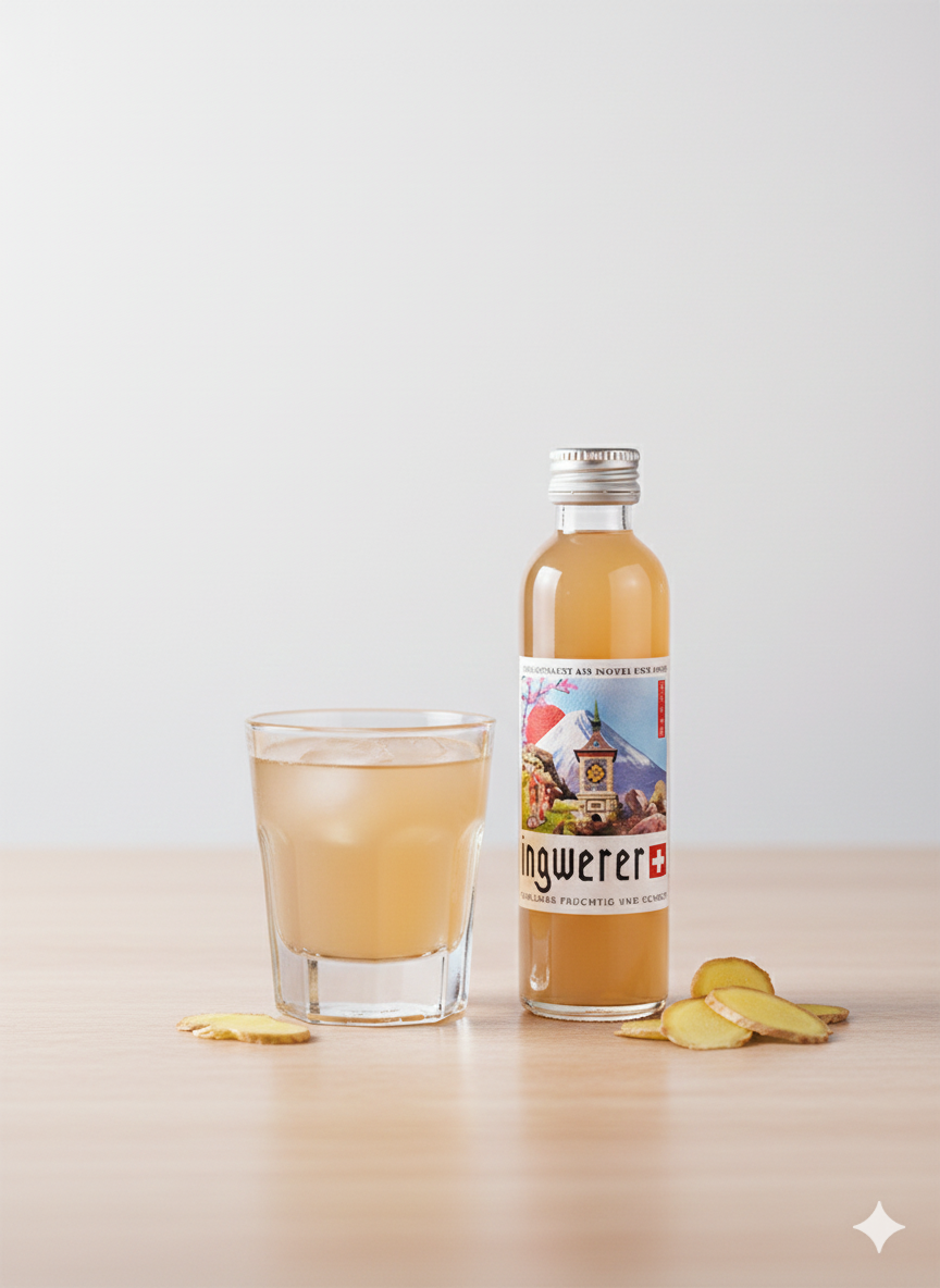 Stimmungsbild Ingwerer 4cl – warme Szene mit Ingwer, Apfel und würzig‑scharfer Likörnote