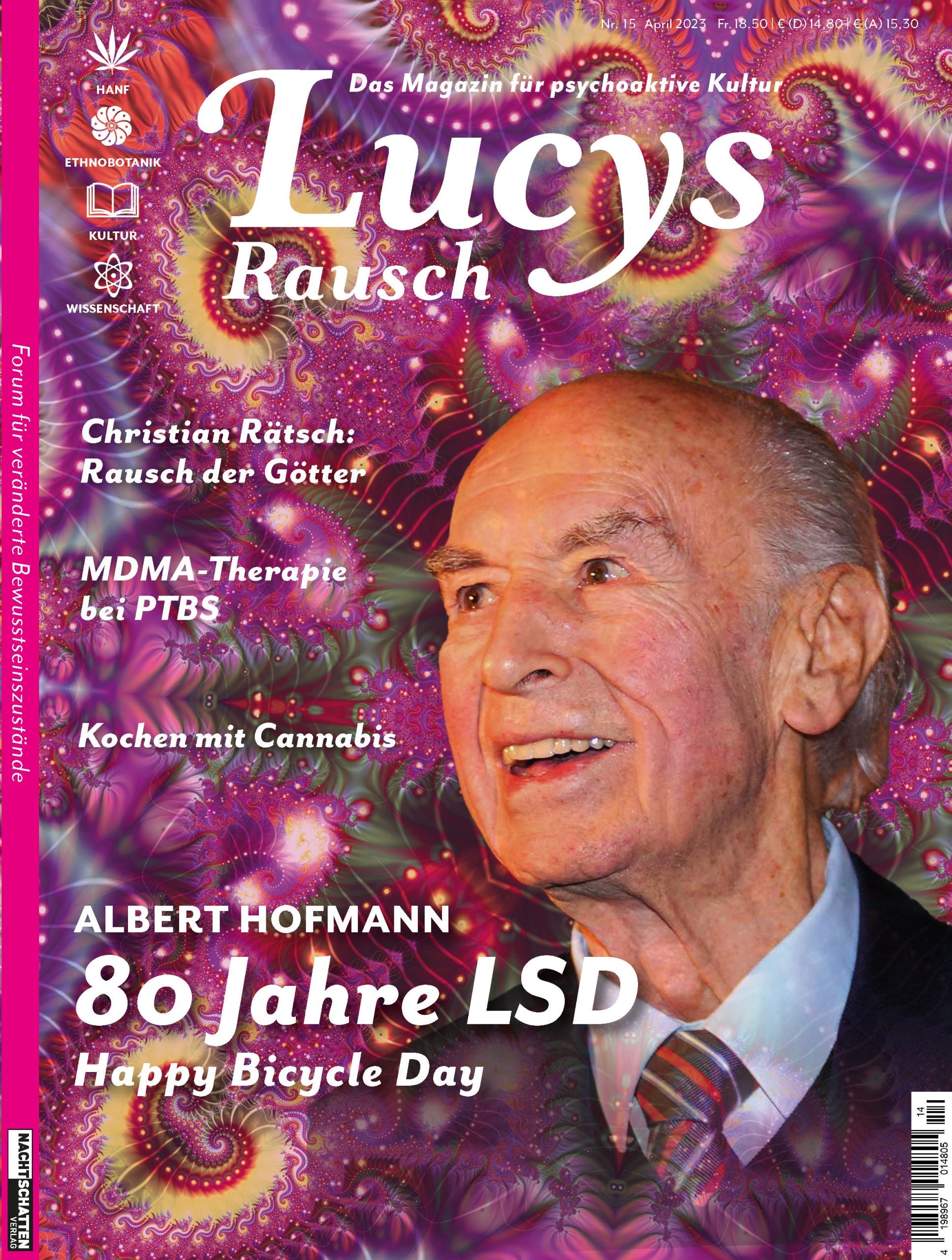 Lucy’s Rausch Nr. 15 – Magazin zu Psychonautik, Drogenkultur, LSD‑Geschichte, Forschung, Politik und Cannabis‑Themen, 112 Seiten