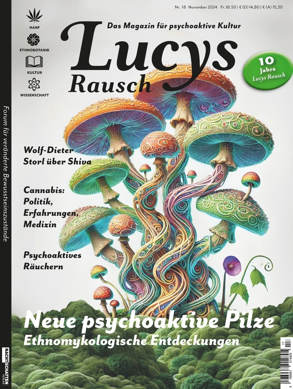 Magazin Lucy’s Rausch Nr. 18 – Hochglanzmagazin zu psychoaktiven Substanzen, Rauschpilzen, Politik, Kultur und Forschung
