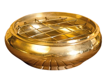 Flaches Messing-Räuchergefäss mit Netz – Ø 8 cm, Höhe 2,5 cm, ideal für sanftes Räuchern von Harzen und Kräutern