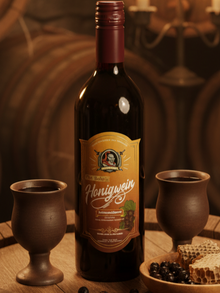 Stimmungsbild Johannisbeer Met – gemütliche Szene mit dunklem Cassis-Met, warmem Licht und fruchtigem Charakter