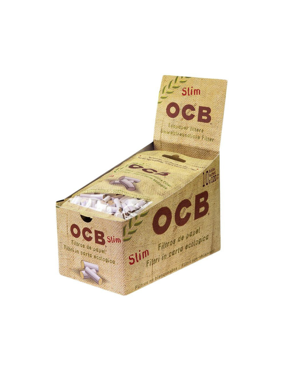 OCB Eco Slim Zigarettenfilter 10×120 – ungebleichte Zellulosefilter, FSC, biologisch abbaubar, 6 mm Durchmesser