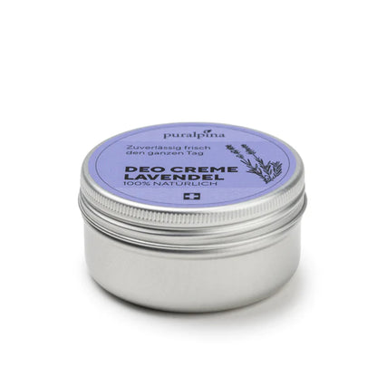 Puralpina Deo Creme Lavendel 15ml – natürliches Unisex‑Deo mit Natron, Zinkoxid und ätherischem Lavendelöl, schützt zuverlässig vor Geruch