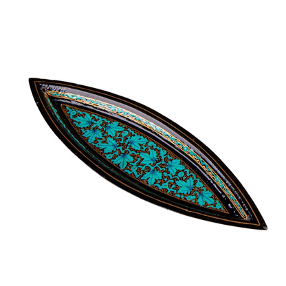 Räucherstäbchenhalter Goldblatt aus stabilem Pappmaché, handbemalt, 26 x 7,5 cm, für Bambusstäbchen