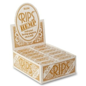 Rips Braun Slim Hemp – 100% Hanfpapier auf 5‑m Rolle, natürliche Gummi-Arabicum-Gummierung, 24‑Rollen Packung