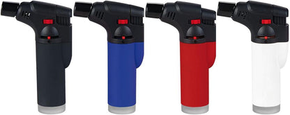 Detailbild Unilite Tokyo Torch – Nahaufnahme von Flammenregler, Sicherheitsverschluss und Jetflame‑Düse