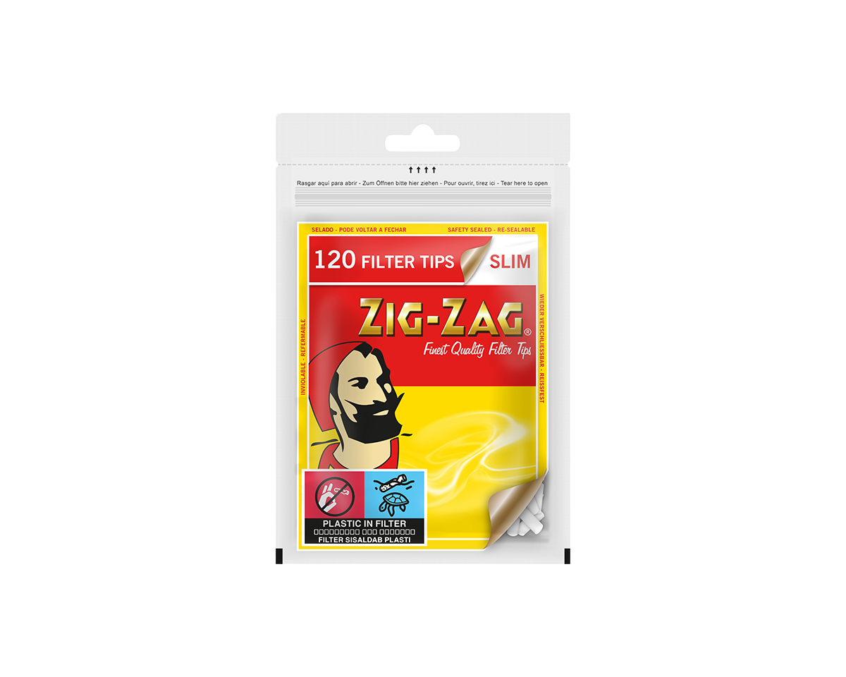 Zig‑Zag Slim Filter 120 Stück – 6 mm Filter im wiederverschliessbaren Beutel, 1,5 cm Länge, klassische Slim‑Filter